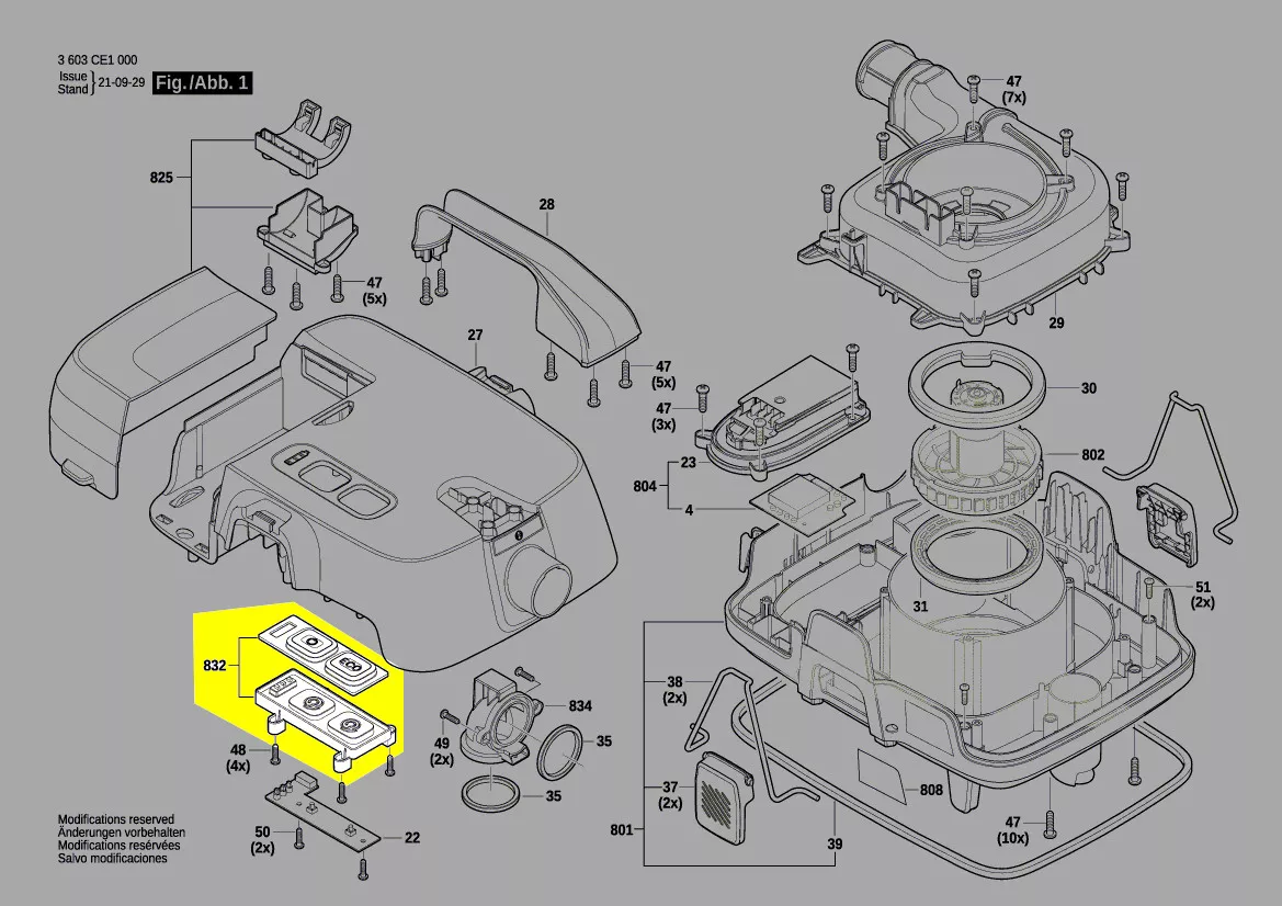 Poussoir commande interrupteur aspirateur réf. 1 619 PB6 686 Bosch